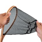 High-quality wooden handle landing net