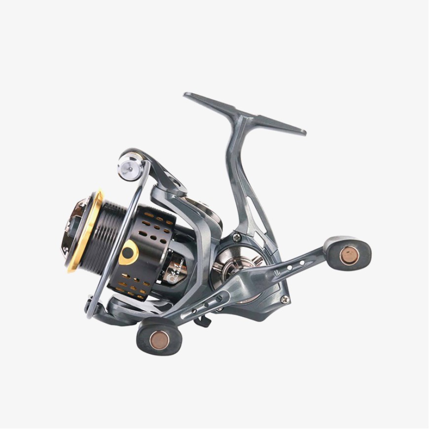 Double-handle metal left-handled fishing reel