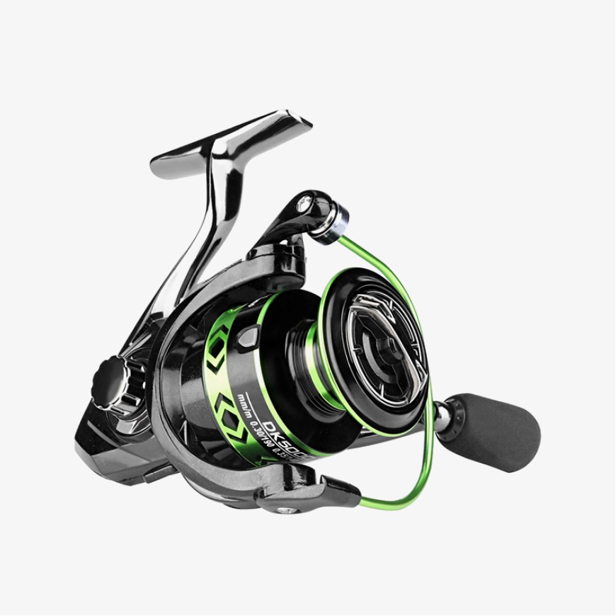 Green right-handed metal fishing reel