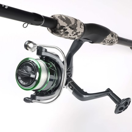 Camouflage printed fiberglass fishing rod set