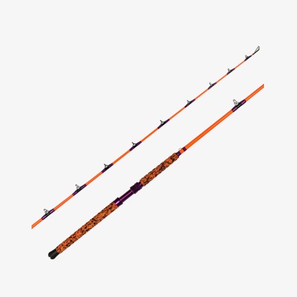 Orange leopard print two-section fishing rod