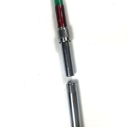 Green two-section fiberglass fishing rod