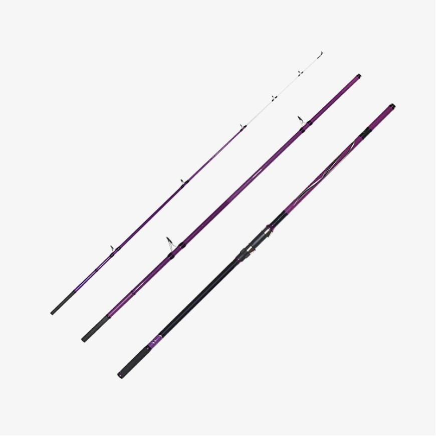 Purple powerful three-section fishing rod