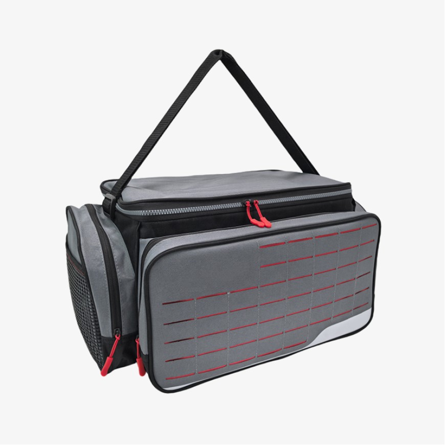 Gray large capacity crossbody fishing tackle bag