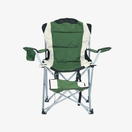 Green fishing folding chair with footstool