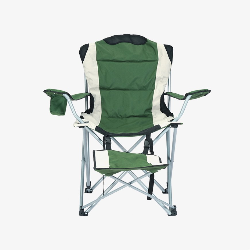 Green fishing folding chair with footstool