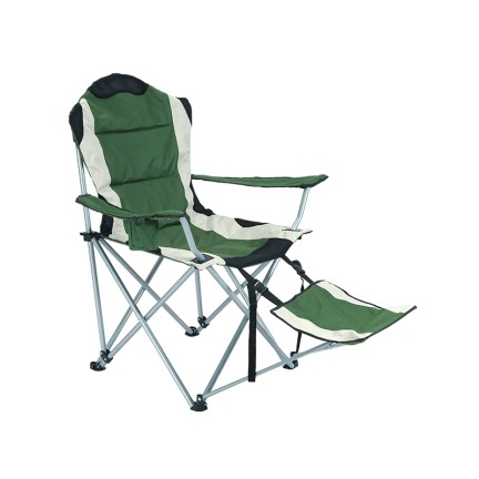Green fishing folding chair with footstool